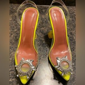 Brand new Nuxie Guan pc transparent neon yellow high heeled shoes
